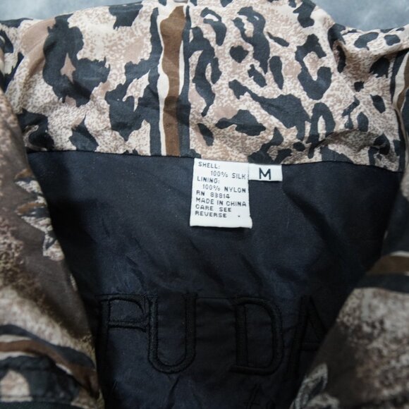 FUDA International Jacket Medium Animal Print Silk Bomber 90s Vintage Style - Picture 8 of 10